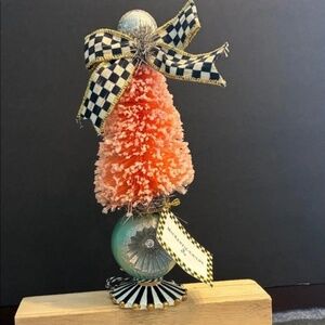 MacKENZIE CHILDS HOME SWEET SNOW CHRISTMAS PINK BOTTLE BRUSH TREE BNIB